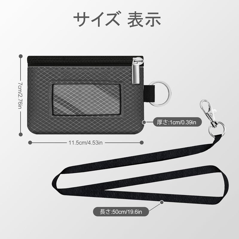 CCUMI Minimalist RFID Blocking Small Wallet with ID Window,WaterResistant Zip Id Case Wallet with Lanyard Keychain for Cards,Cash,Travel,Women,Men (DarkGrey) - Image 5